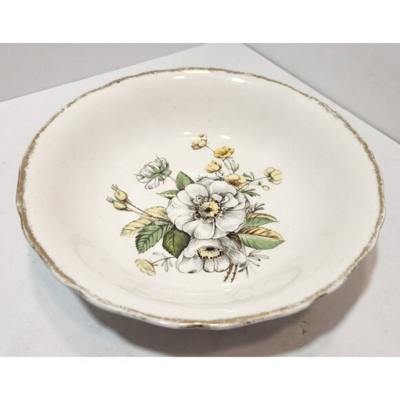 Vintage Royal Tudor 22 Kt Gold Linda Floral Round Porcelain Serving Bowl - Picture 1 of 13